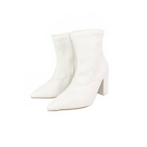 NEW EVERGLADES women's ivory chic block heel ankle boots in white